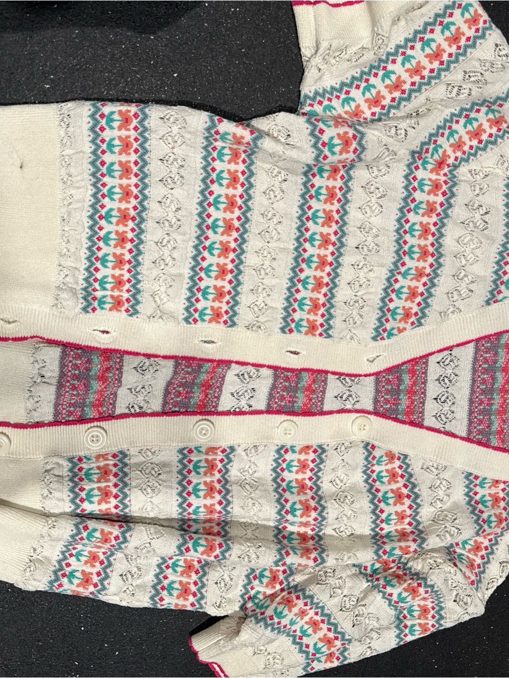 Cream Fair Isle Button-Front Cardigan Sweater